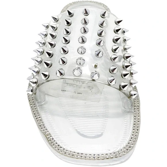 FOREVER 21 WILD DIVA LOUNGE Jacelyn Clear Studded Rhinestone PVC Sandals 10 NIB - Picture 2 of 10